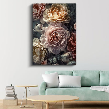 Vintage Şakayıklar - Romantik Pastel Çiçek Kanvas Tablo