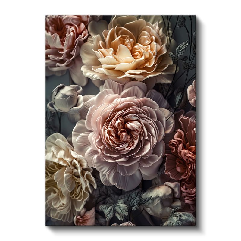 Vintage Şakayıklar - Romantik Pastel Çiçek Kanvas Tablo