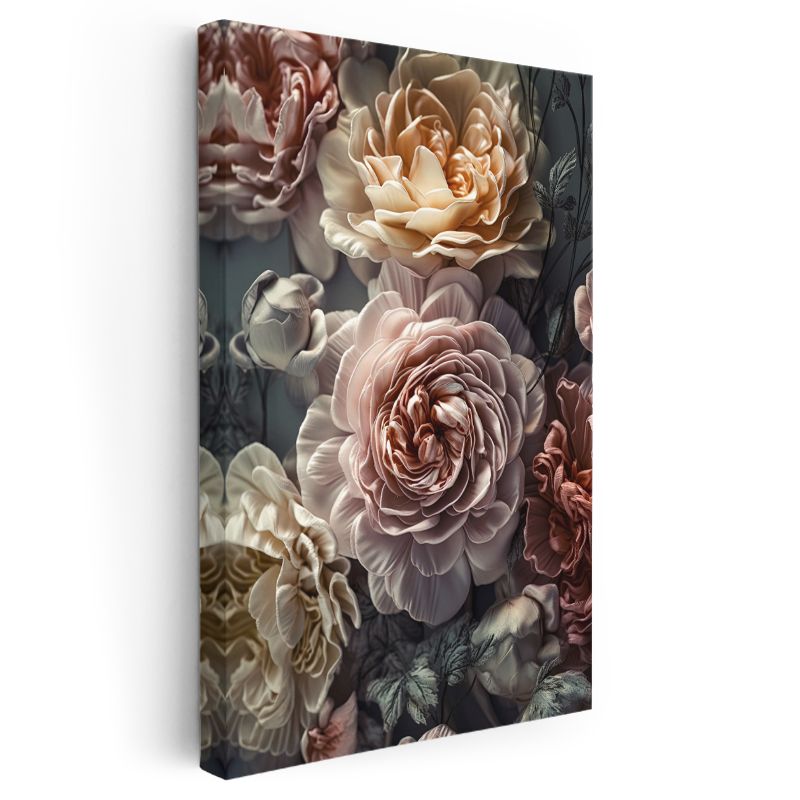 Vintage Şakayıklar - Romantik Pastel Çiçek Kanvas Tablo