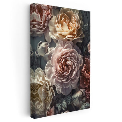 Vintage Şakayıklar - Romantik Pastel Çiçek Kanvas Tablo