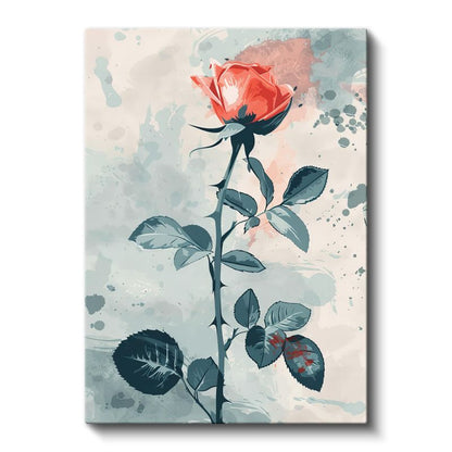 Mercan Gül - Minimalist Sulu Boya Çiçek Kanvas Tablo