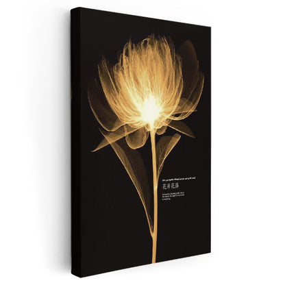 Altın Şakayık - Siyah Fonda Işıklı Çiçek Kanvas Tablo