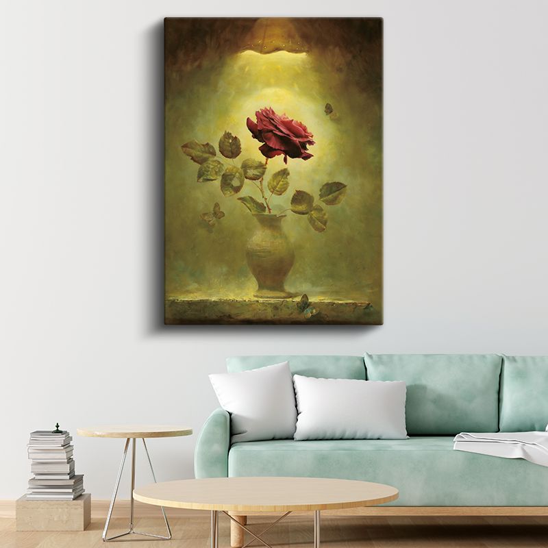 Kırmızı Gül - Dramatik Işıklı Natürmort Kanvas Tablo