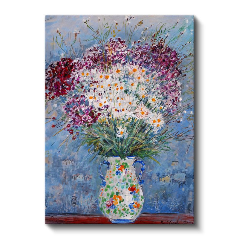 Bahar Çiçekleri - Renkli Papatya ve Kır Çiçekleri Buketi Kanvas Tablo