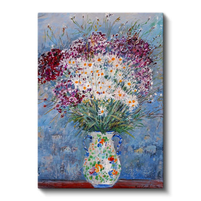 Bahar Çiçekleri - Renkli Papatya ve Kır Çiçekleri Buketi Kanvas Tablo