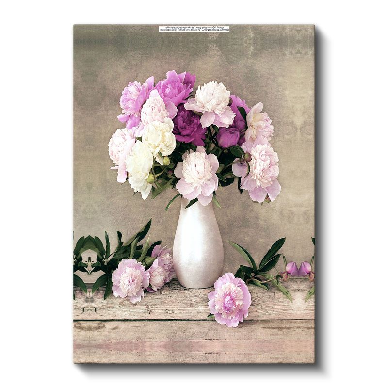 Şakayık Zarafeti - Pembe ve Beyaz Şakayık Çiçekleri Kanvas Tablo