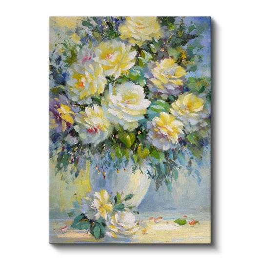 Sarı Güller - Empresyonist Tarzda Çiçek Buketi Kanvas Tablo
