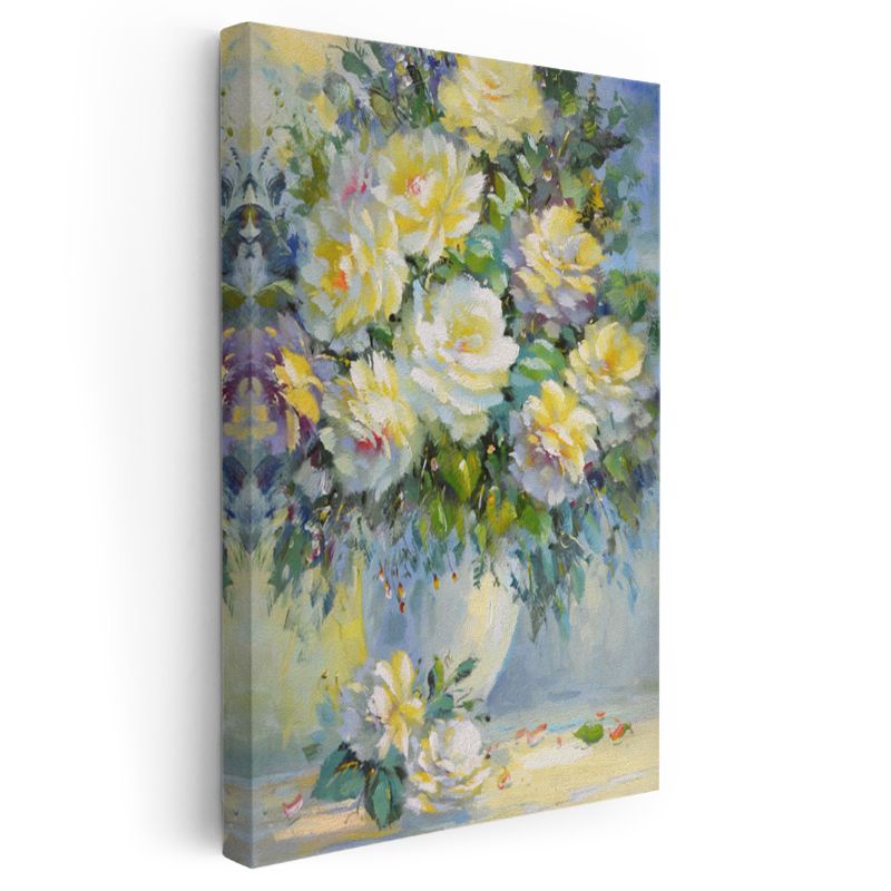 Sarı Güller - Empresyonist Tarzda Çiçek Buketi Kanvas Tablo