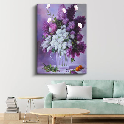 Leylak Bahçesi - Mor ve Beyaz Leylak Çiçekleri Kanvas Tablo