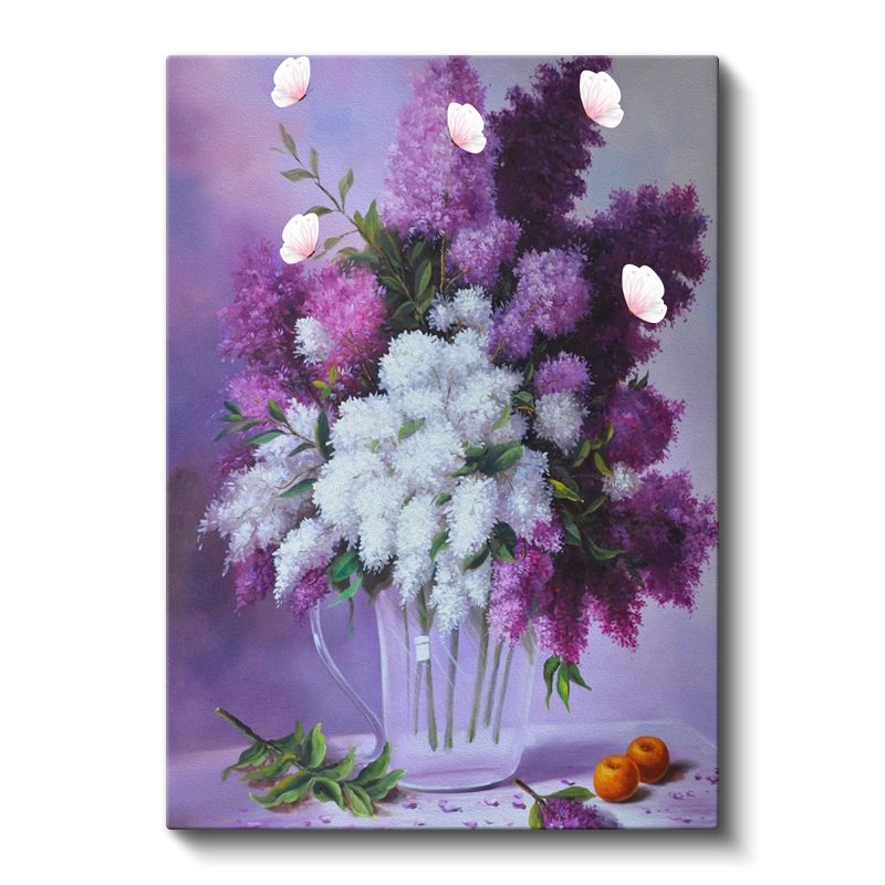 Leylak Bahçesi - Mor ve Beyaz Leylak Çiçekleri Kanvas Tablo