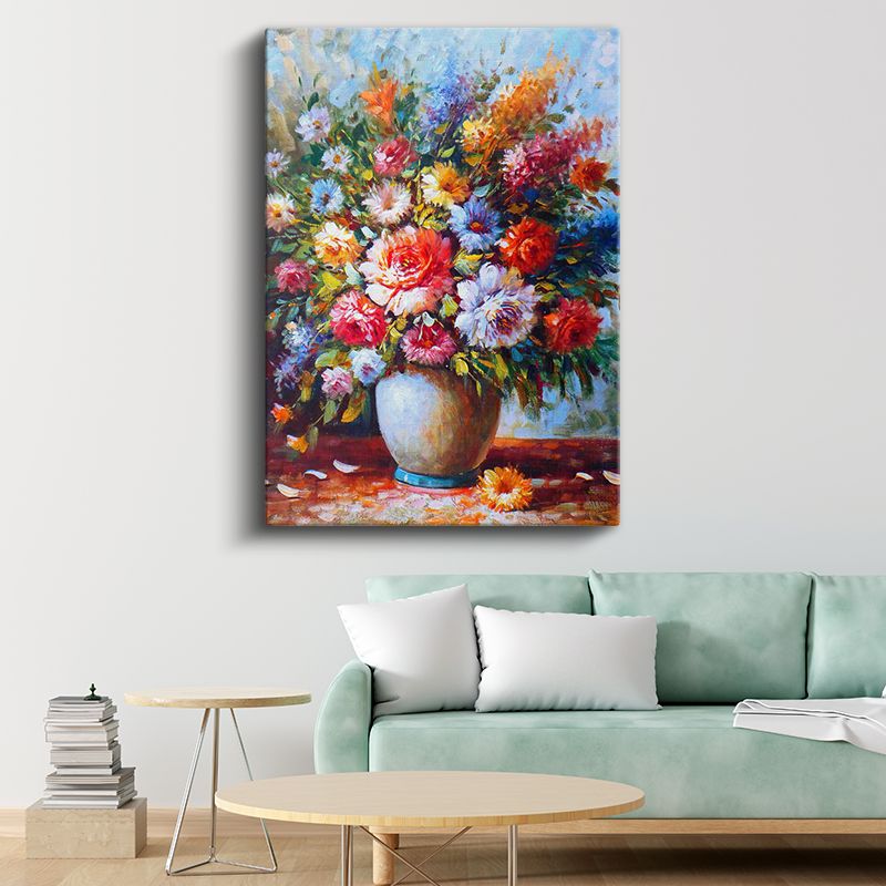 Renkli Çiçek Şöleni - Empresyonist Tarzda Çiçek Aranjmanı Kanvas Tablo