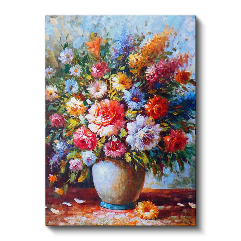 Renkli Çiçek Şöleni - Empresyonist Tarzda Çiçek Aranjmanı Kanvas Tablo