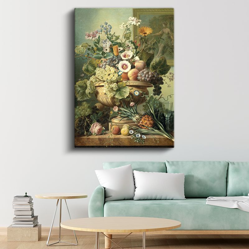 Klasik Meyve ve Çiçek - Zengin Detaylı Natürmort Kanvas Tablo