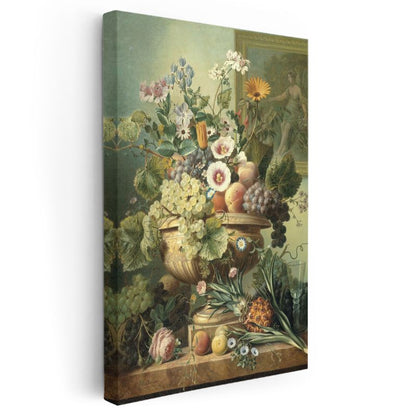 Klasik Meyve ve Çiçek - Zengin Detaylı Natürmort Kanvas Tablo