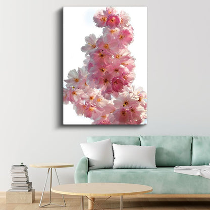 Kiraz Çiçekleri - Zarif Pembe Çiçek Demeti Kanvas Tablo