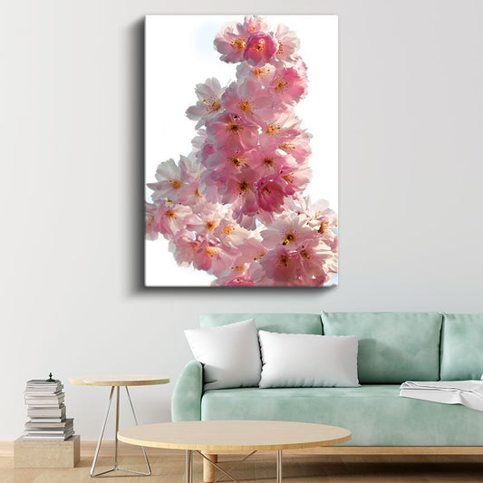 Kiraz Çiçekleri - Zarif Pembe Çiçek Demeti Kanvas Tablo