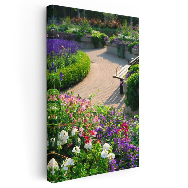 Bahçe Cenneti - Renkli Çiçeklerle Bezeli Patika Kanvas Tablo