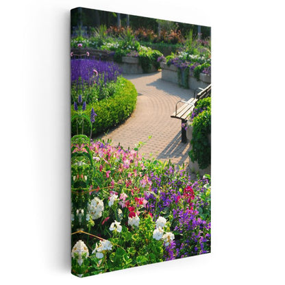 Bahçe Cenneti - Renkli Çiçeklerle Bezeli Patika Kanvas Tablo