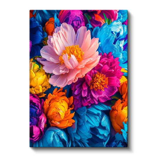 Renkli Şakayıklar - Canlı Renklerde Çiçek Kompozisyonu Kanvas Tablo