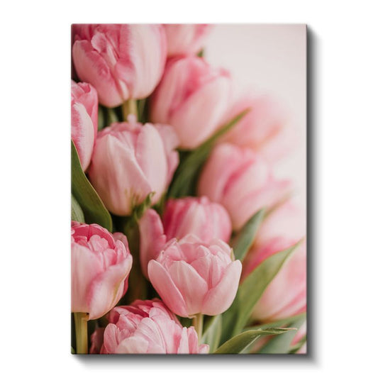 Pembe Laleler - Yumuşak Tonlarda Çiçek Buketi Kanvas Tablo