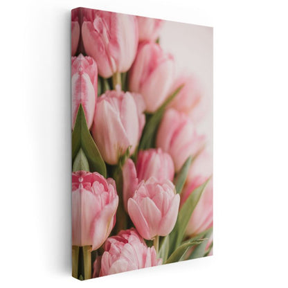 Pembe Laleler - Yumuşak Tonlarda Çiçek Buketi Kanvas Tablo