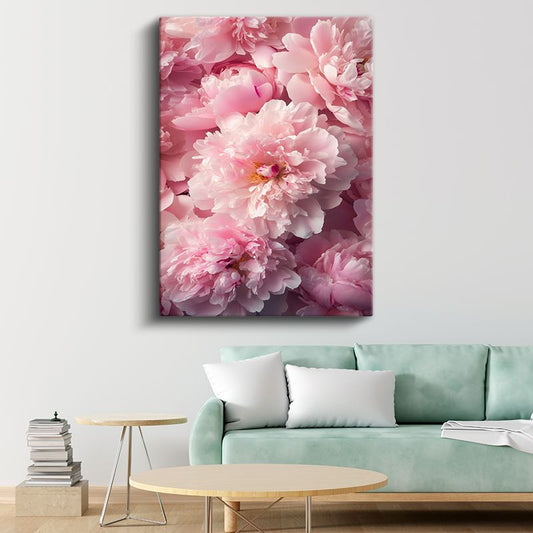 Pembe Şakayıklar - Romantik Çiçek Detayları Kanvas Tablo