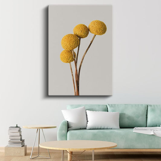 Minimalist Krizantem - Modern Sarı Yuvarlak Çiçek Kanvas Tablo