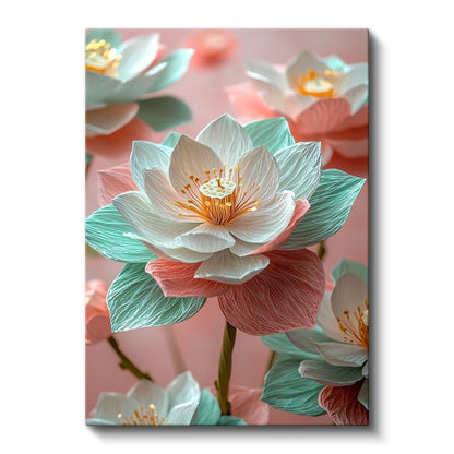 Pastel Nilüfer Çiçeği - Romantik Çok Katmanlı Kanvas Tablo