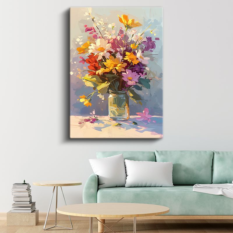 Renkli Buket - İzlenimci Çiçek Aranjmanı Kanvas Tablo