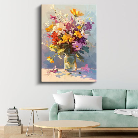 Renkli Buket - İzlenimci Çiçek Aranjmanı Kanvas Tablo