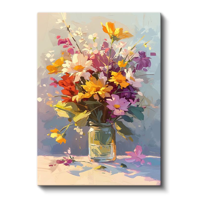 Renkli Buket - İzlenimci Çiçek Aranjmanı Kanvas Tablo
