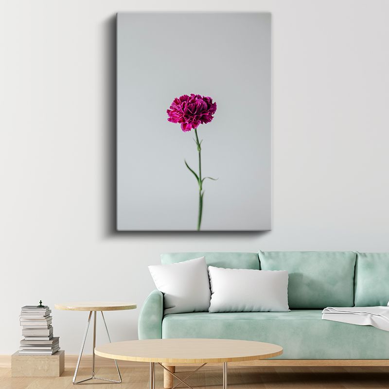 Fuşya Karanfil - Minimalist Tekli Çiçek Kanvas Tablo