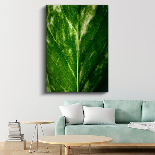 Zümrüt Yaprak Dokusu - Minimal Botanik Detay Kanvas Tablo