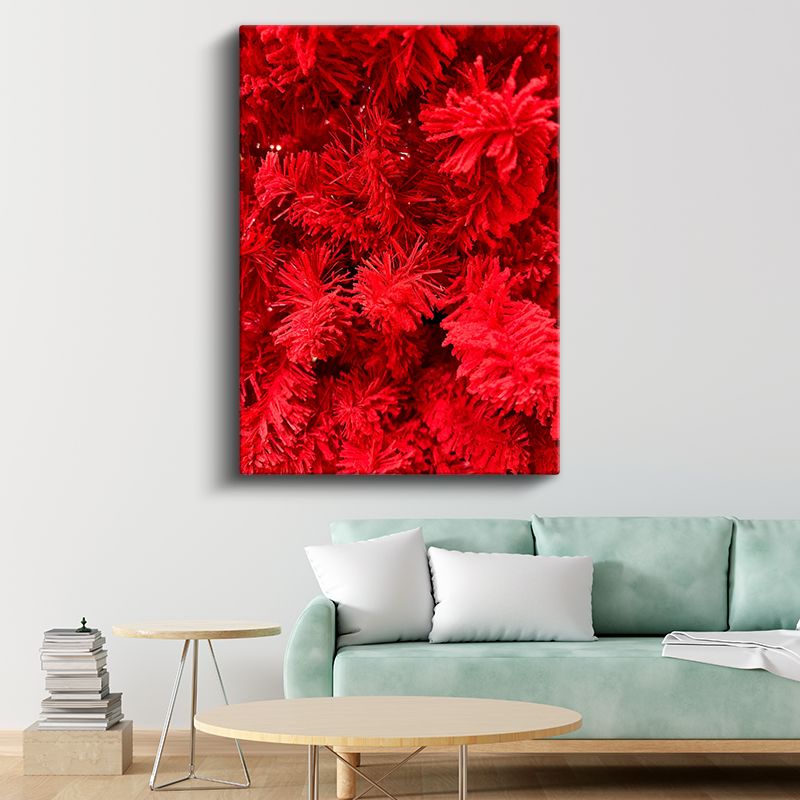 Ateş Kırmızısı - Modern Soyut Çiçek Desenleri Kanvas Tablo