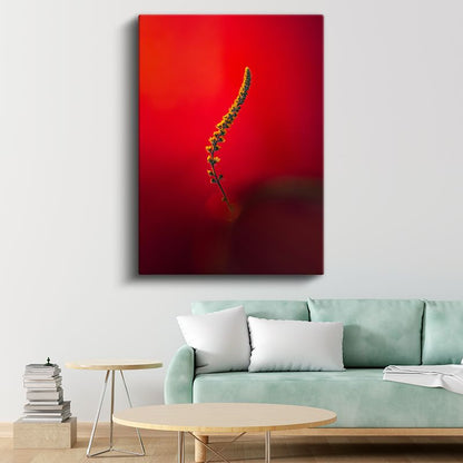 Kırmızı Senfoni - Minimalist Çiçek Dalı Kanvas Tablo