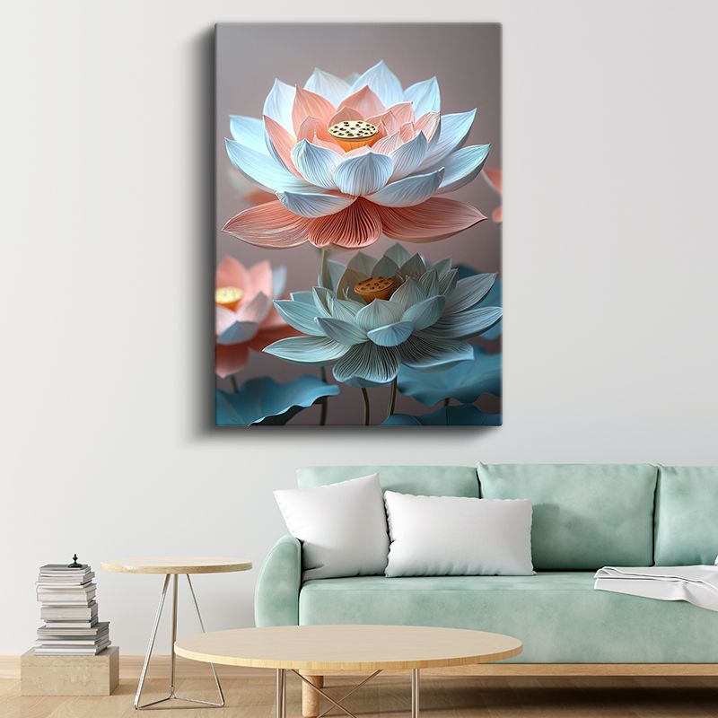 Lotus Çiçeği - Pastel Tonlarda Nilüfer Çiçekleri Kanvas Tablo
