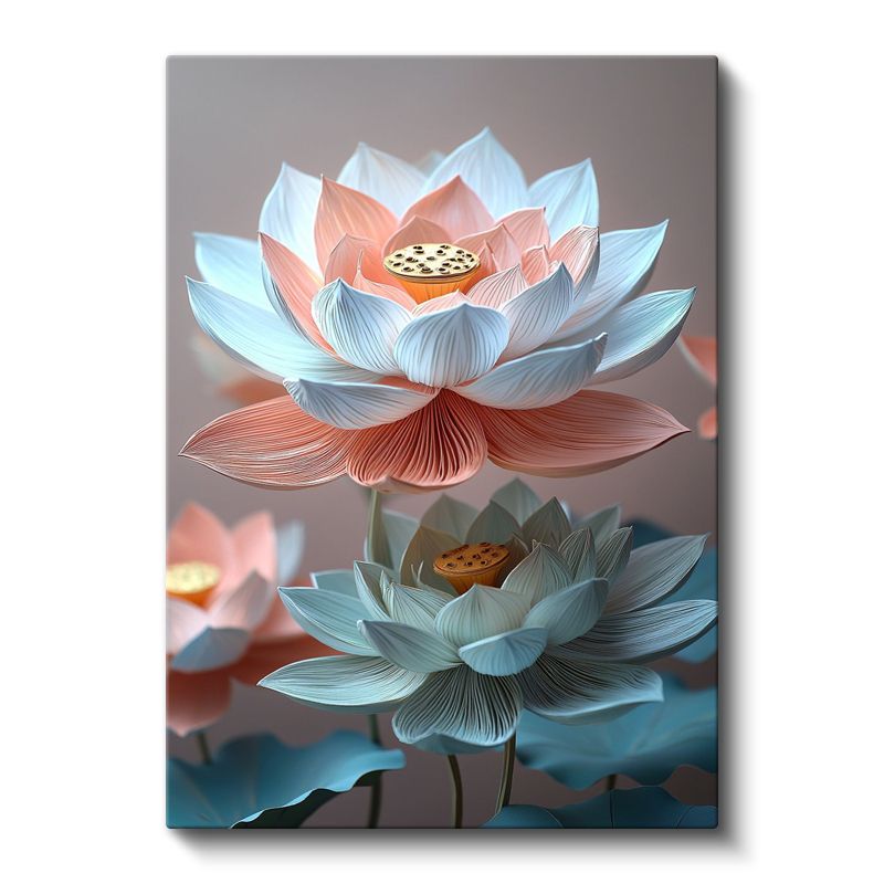 Lotus Çiçeği - Pastel Tonlarda Nilüfer Çiçekleri Kanvas Tablo