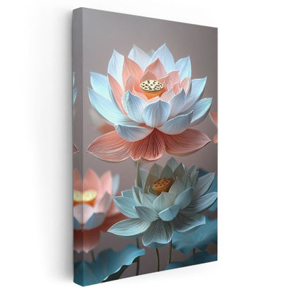 Lotus Çiçeği - Pastel Tonlarda Nilüfer Çiçekleri Kanvas Tablo
