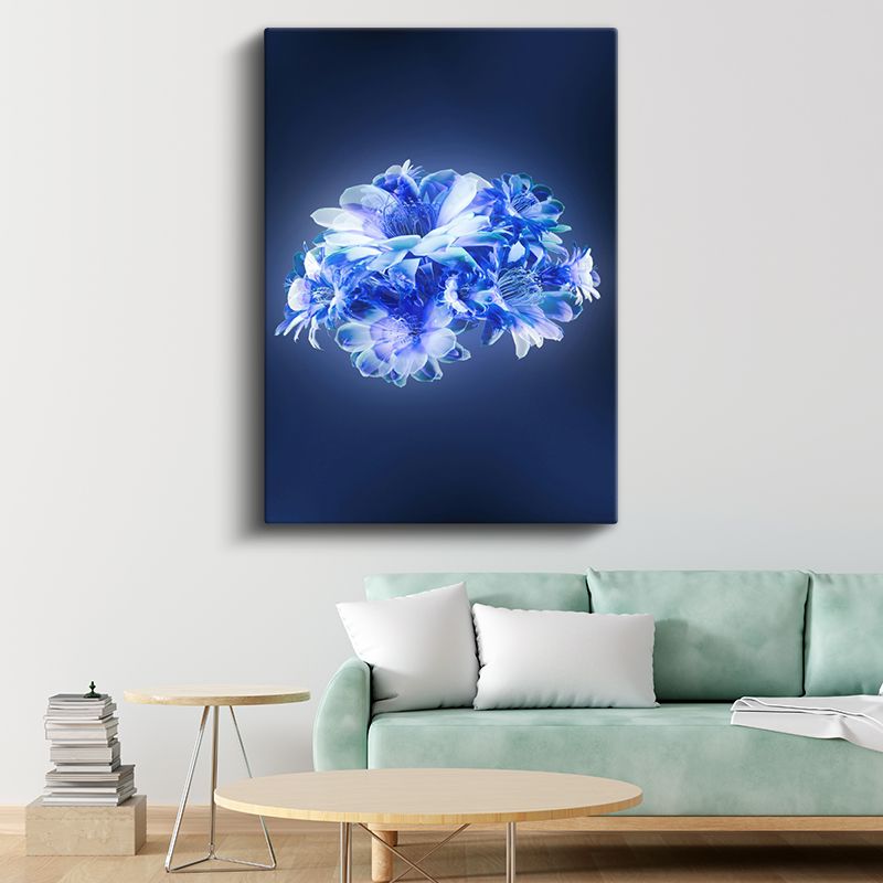 Mavi Işıltı - Parlayan Çiçek Buketi Kanvas Tablo