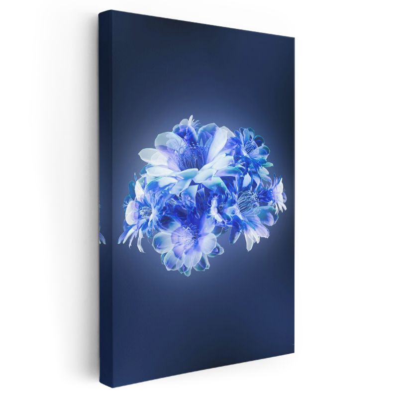 Mavi Işıltı - Parlayan Çiçek Buketi Kanvas Tablo