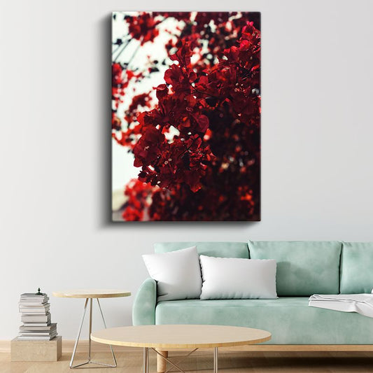 Kızıl Begonvil - Doğal Fotoğraf Çiçek Dalları Kanvas Tablo