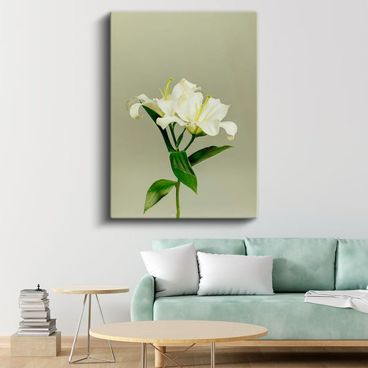 Beyaz Lilyum - Minimalist Çiçek Portresi Kanvas Tablo