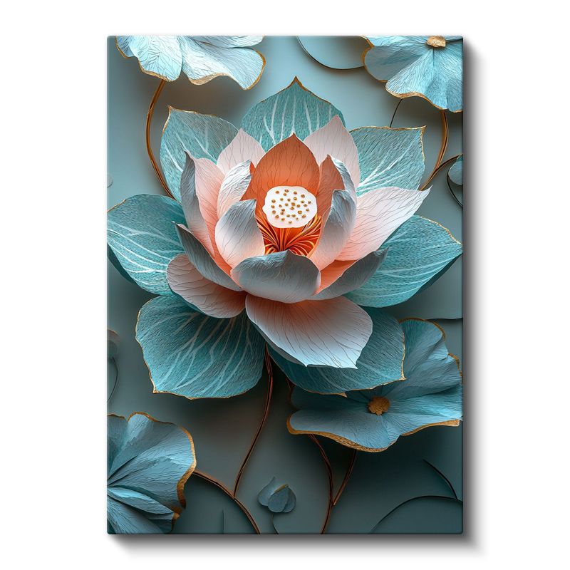 Turkuaz Lotus - Egzotik Mavi Nilüfer Çiçeği Kanvas Tablo