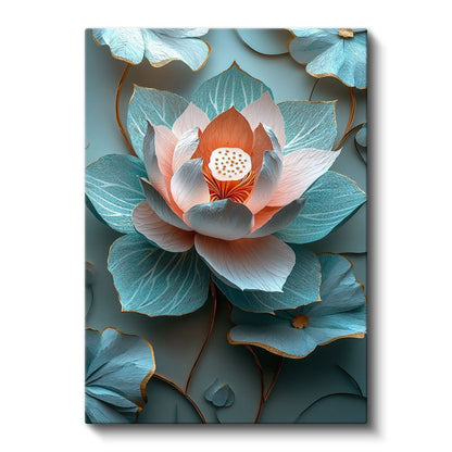 Turkuaz Lotus - Egzotik Mavi Nilüfer Çiçeği Kanvas Tablo