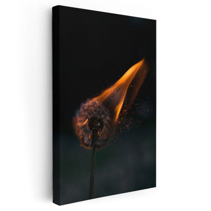 Alev Çiçeği - Dramatik Yanmakta Olan Karahindiba Kanvas Tablo