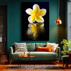 Dikey Kanvas Tablo Sarı Beyaz Plumeria Yansıma Çiçek Tablosu Ev Ofis Duvar Dekoru