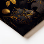 Dikey Kanvas Tablo Altın Yaldız Görünümlü Yapraklar Çiçek Tablosu Ev Ofis Duvar Dekoru