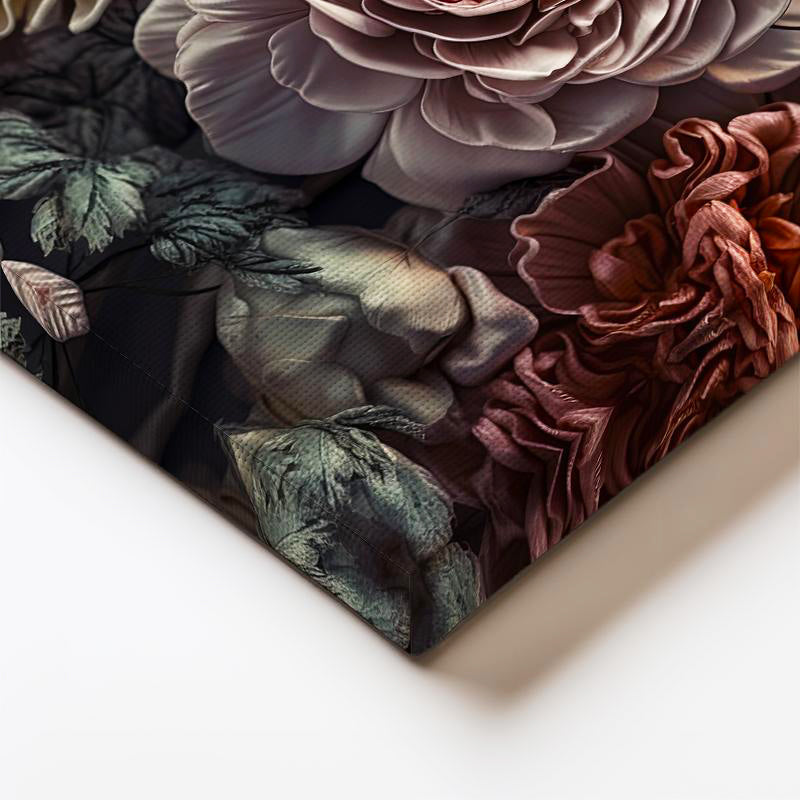 Dikey Kanvas Tablo Kat Kat Yapraklı Pastel Çiçekler Çiçek Tablosu Ev Ofis Duvar Dekoru