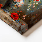 Dikey Kanvas Tablo Porselen Vazoda Kır Çiçekleri Çiçek Tablosu Ev Ofis Duvar Dekoru