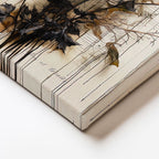 Dikey Kanvas Tablo Siyah Yapraklı Sarı Botanik Çiçek Tablosu Ev Ofis Duvar Dekoru